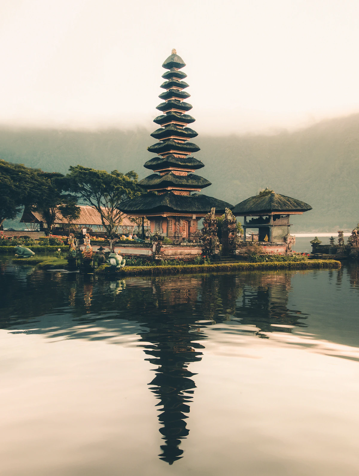 A peaceful lakeside temple in Bali